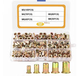 Kit de 300 Tuercas Remachables de Cabeza Plana – Acero Galvanizado M3 a M8