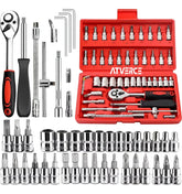 Juego de Herramientas 46 Piezas 1/4" con Carraca | Acero Cr-V Profesional | Kit Mecánico Automotriz Portátil