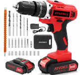 Taladro Percutor Inalámbrico 21V – 3 Modos, 25 Niveles de Par, Kit con Batería y Estuche