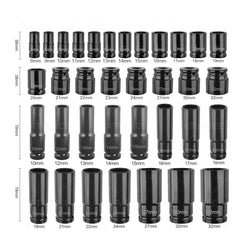 Juego de Dados de Impacto 35 Piezas – 1/2″ CRV para Coche y Moto