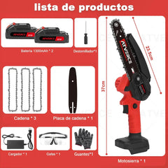 Sierra de Podar Eléctrica 21V – 6 Pulgadas, Doble Batería 1300mAh y 5m/s de Corte