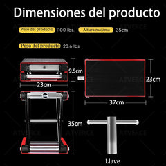 Gato Central para Moto 500 kg – Elevación 9.5‑35 cm con Plataforma Antideslizante