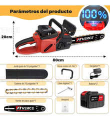 Motosierra Eléctrica 21V – 16 Pulgadas con Doble Batería 4500mAh y 4 Cadenas