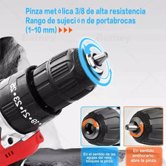 Taladro Percutor Inalámbrico 21V – 3 Modos, 25 Niveles de Par, Kit con Batería y Estuche