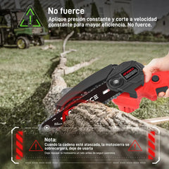 Sierra de Podar Eléctrica 21V – 6 Pulgadas, Doble Batería 1300mAh y 5m/s de Corte