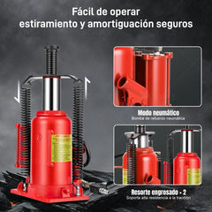 Gato Hidráulico Neumático 12 Toneladas – Modo Aire y Manual con 2 Mangos