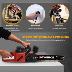 Motosierra Eléctrica 21V – 16 Pulgadas con Doble Batería 4500mAh y 4 Cadenas