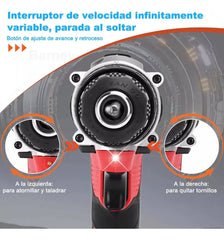 Taladro Percutor Inalámbrico 21V – 3 Modos, 25 Niveles de Par, Kit con Batería y Estuche