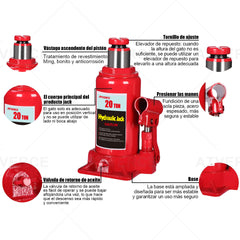 Gato Hidráulico Vertical 20 Toneladas – Elevación 235‑440 mm para Coches y SUV