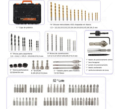 Juego de 100 Brocas HSS – Madera, Metal y Mampostería con Estuche Organizador