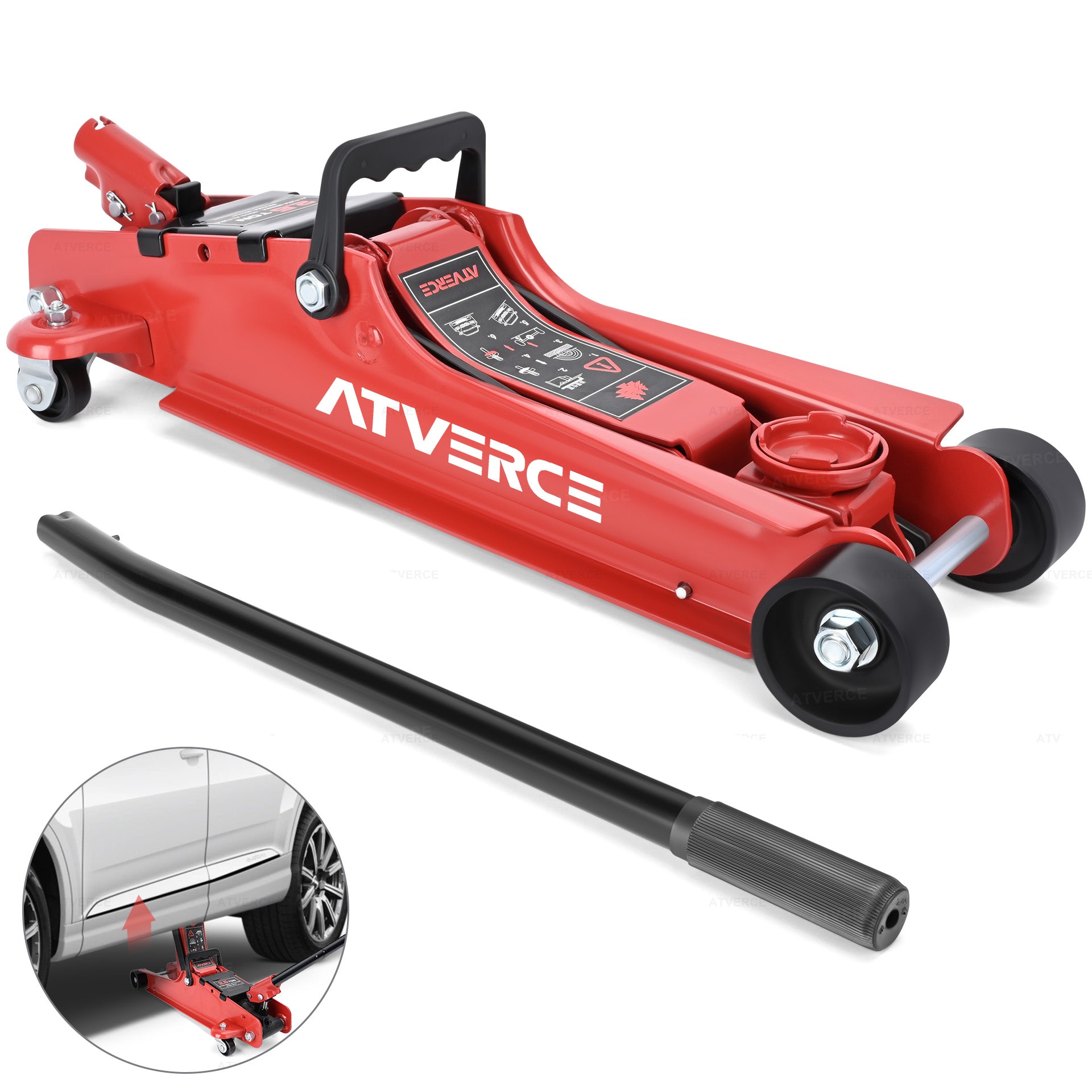 Gato Hidráulico Horizontal 2.5T – Elevación 85‑385 mm para Coche y SUV
