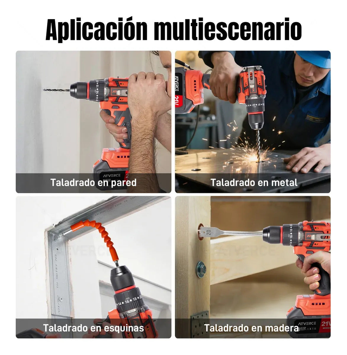 Taladro Percutor Sin Escobillas 21V – 3 Modos y Doble Batería 2600mAh