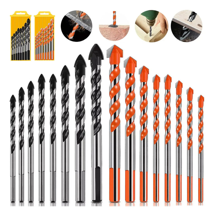 Kit 16 Piezas Multifuncional Brocas Azulejo Pared Concreto