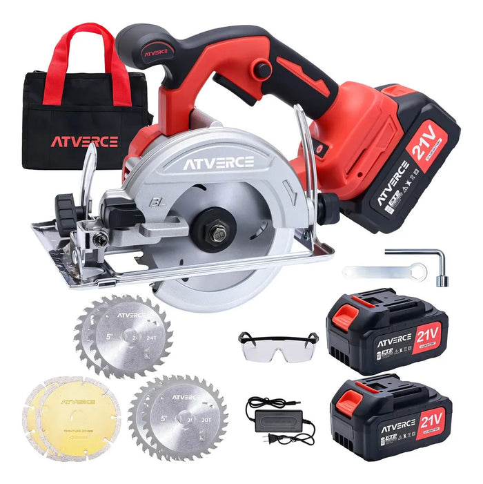 Sierra Circular Inalámbrica 21V sin Escobillas – 6800 RPM con Doble Batería 3.0Ah