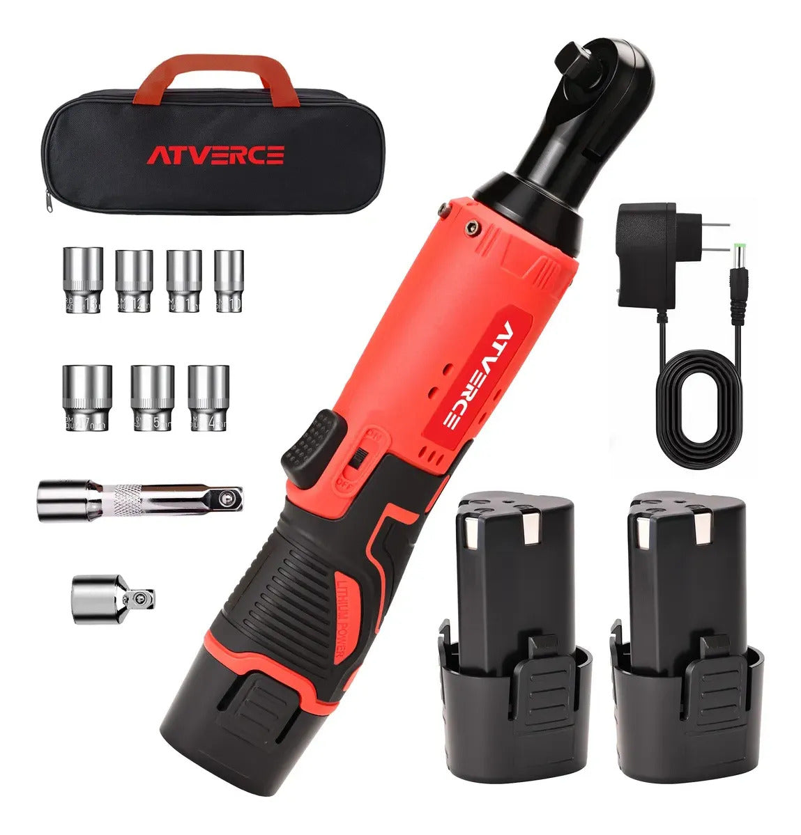 Llave de Impacto 12V – 580 RPM, Doble Batería y Juego de 7 Vasos