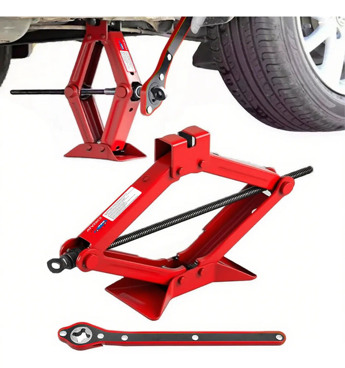 Gato de Tijera 2 Toneladas – Acero Forjado, Elevación 100‑390 mm para Coche y SUV