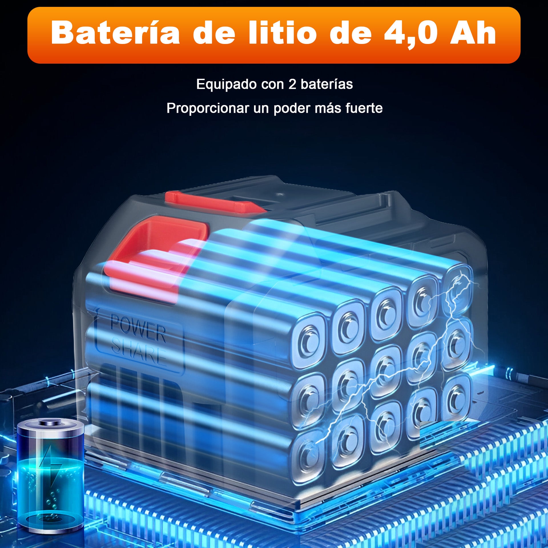 Motosierra Eléctrica 21V sin Escobillas – 12 Pulgadas con Doble Batería 4.0Ah