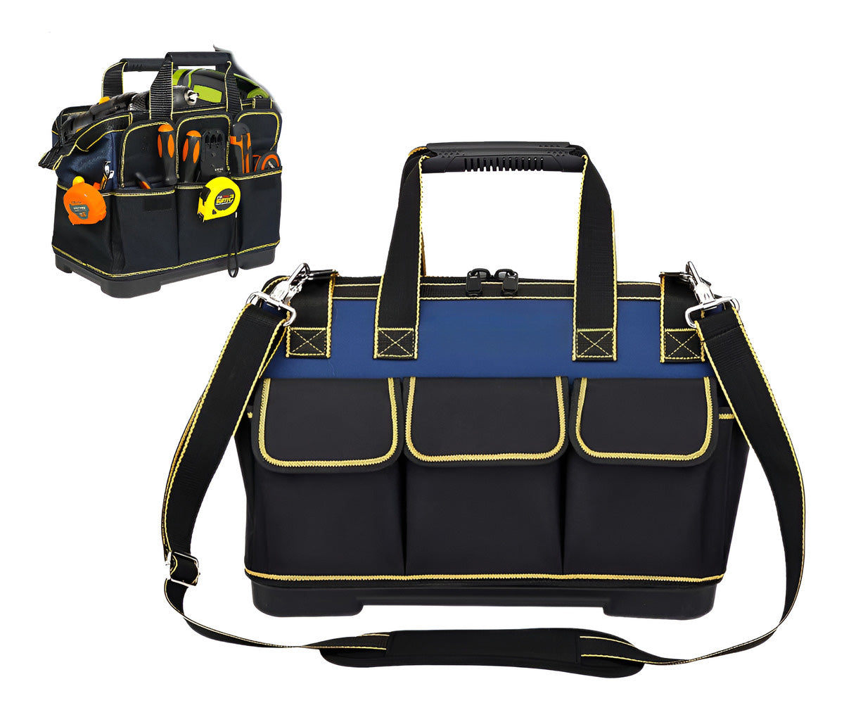 Bolsa de Herramientas 17" de Lona Oxford – 16 Bolsillos y Base PP Reforzada