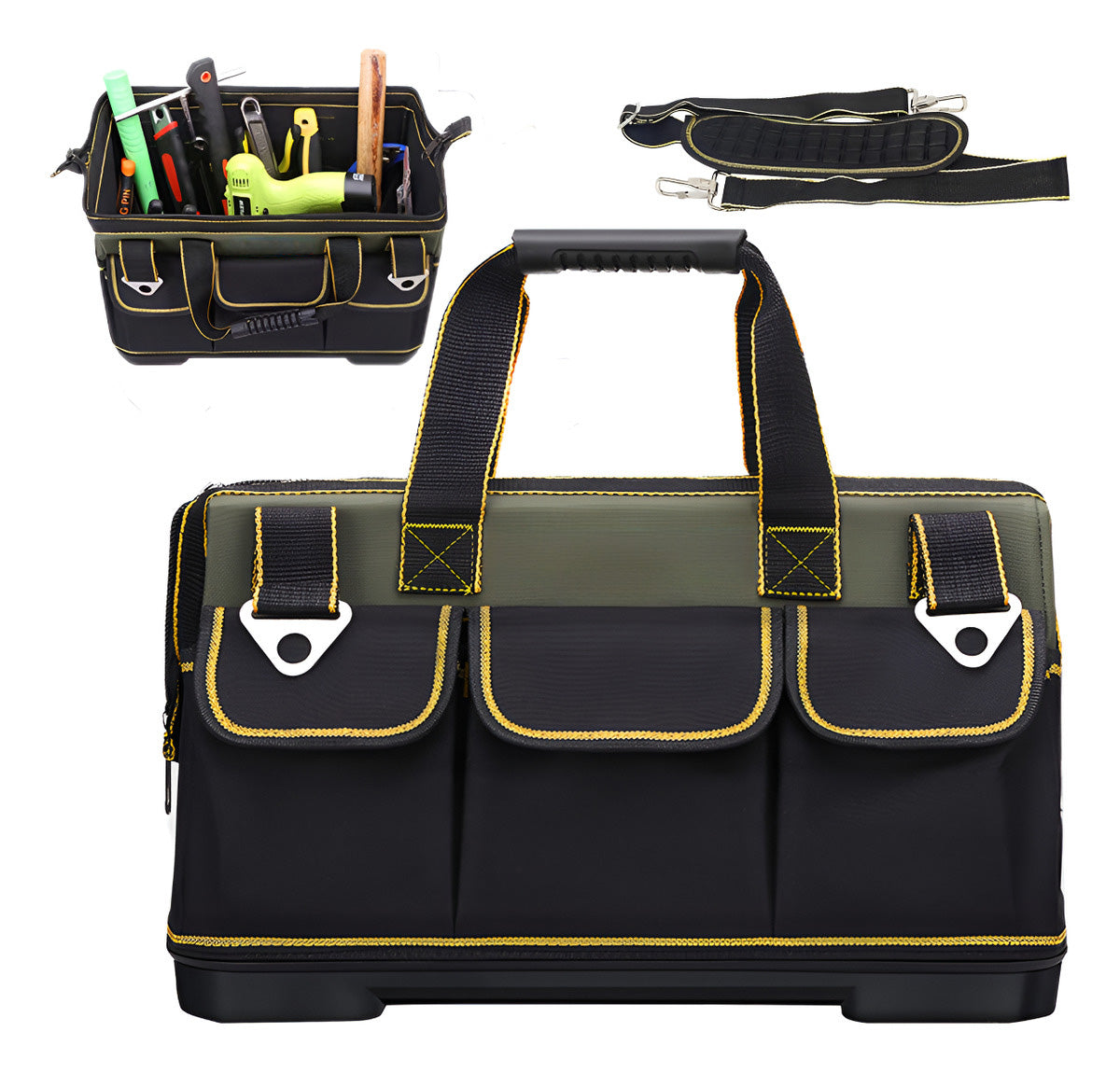 Bolsa de Herramientas 17" de Lona Oxford – 16 Bolsillos y Base PP Reforzada