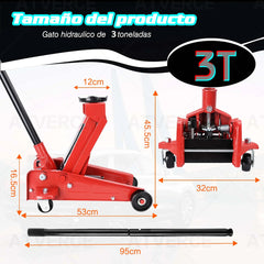 Gato Hidráulico Horizontal 3 Toneladas – Elevación 140‑460 mm para Coches y SUVs