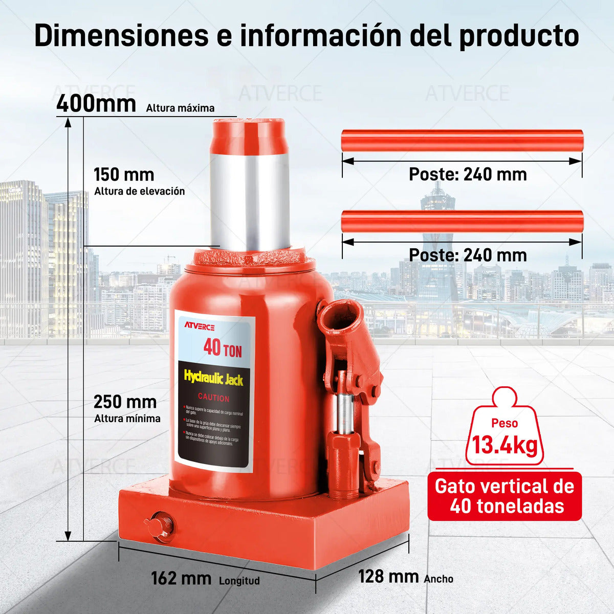 Gato Hidráulico Vertical 40 Toneladas – Elevación 250‑400 mm para Vehículos Pesados