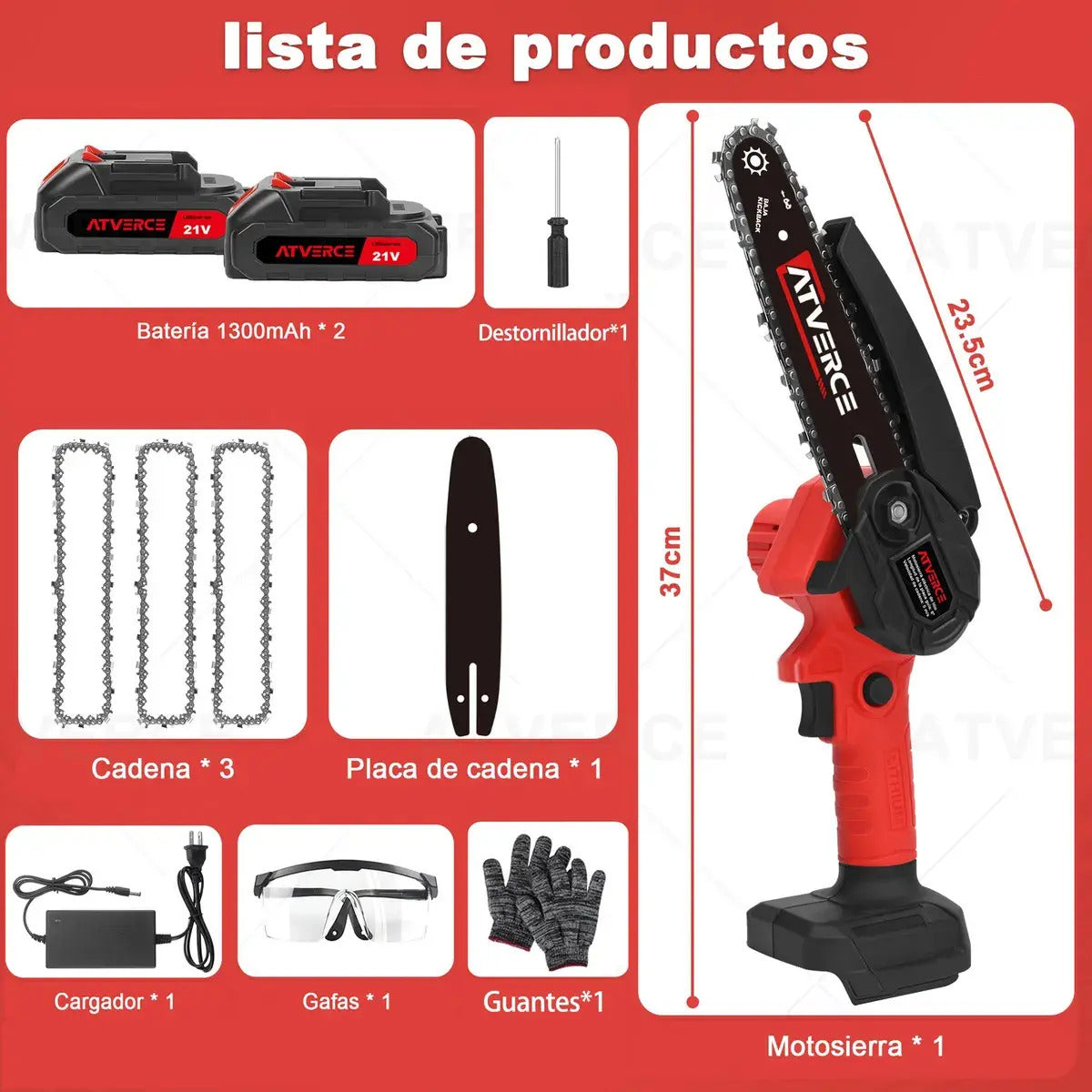 Sierra de Podar Eléctrica 21V – 6 Pulgadas, Doble Batería 1300mAh y 5m/s de Corte