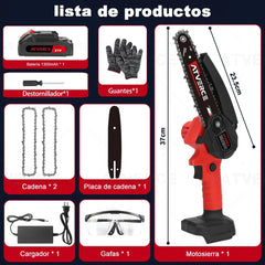 Mini Motosierra Eléctrica Inalámbrica 6 Pulgadas | Potente y Ligera para Jardín
