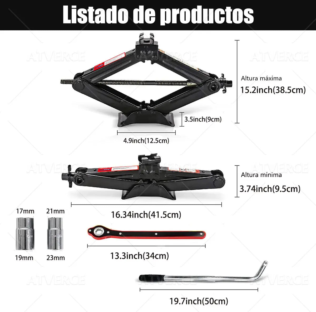 Gato de Tijera 2 Toneladas – Elevación 95‑385 mm para Coche y SUV