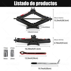 Gato de Tijera 2 Toneladas – Elevación 95‑385 mm para Coche y SUV