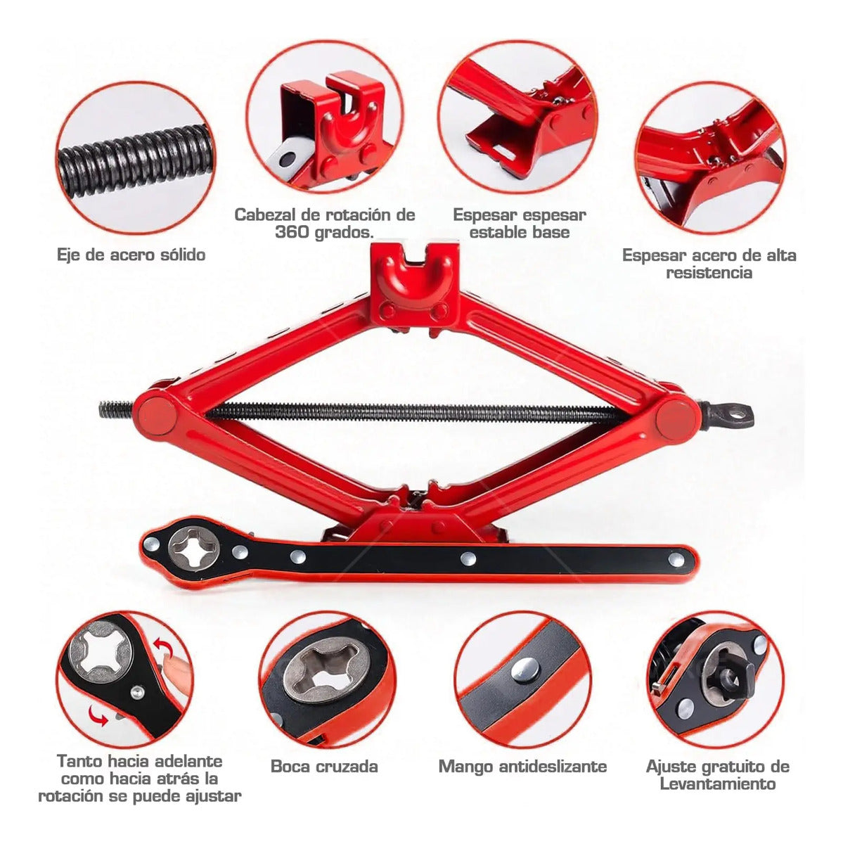 Gato de Tijera 2 Toneladas – Acero Forjado, Elevación 100‑390 mm para Coche y SUV