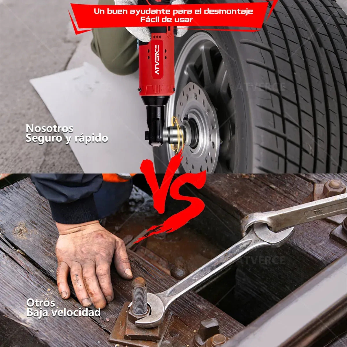 Llave de Impacto 12V – 580 RPM, Doble Batería y Juego de 7 Vasos