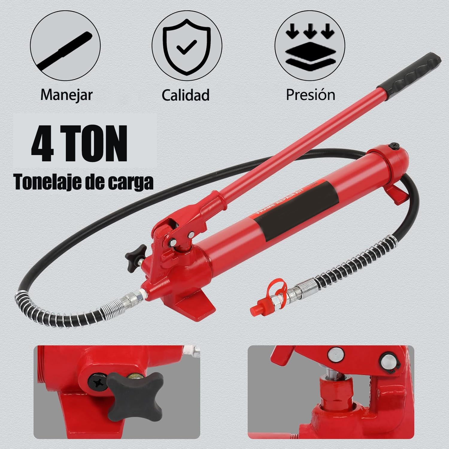 Gato Hidráulico 4 Toneladas con Accesorios – Elevación 275‑395 mm para Taller