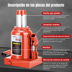 Gato Hidráulico Vertical 40 Toneladas – Elevación 250‑400 mm para Vehículos Pesados