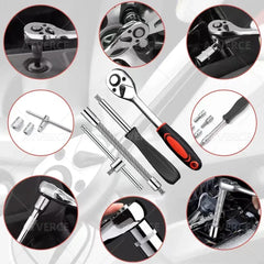Juego de Herramientas 46 Piezas 1/4" con Carraca | Acero Cr-V Profesional | Kit Mecánico Automotriz Portátil
