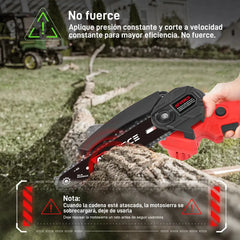 Mini Motosierra Eléctrica Inalámbrica 6 Pulgadas | Potente y Ligera para Jardín