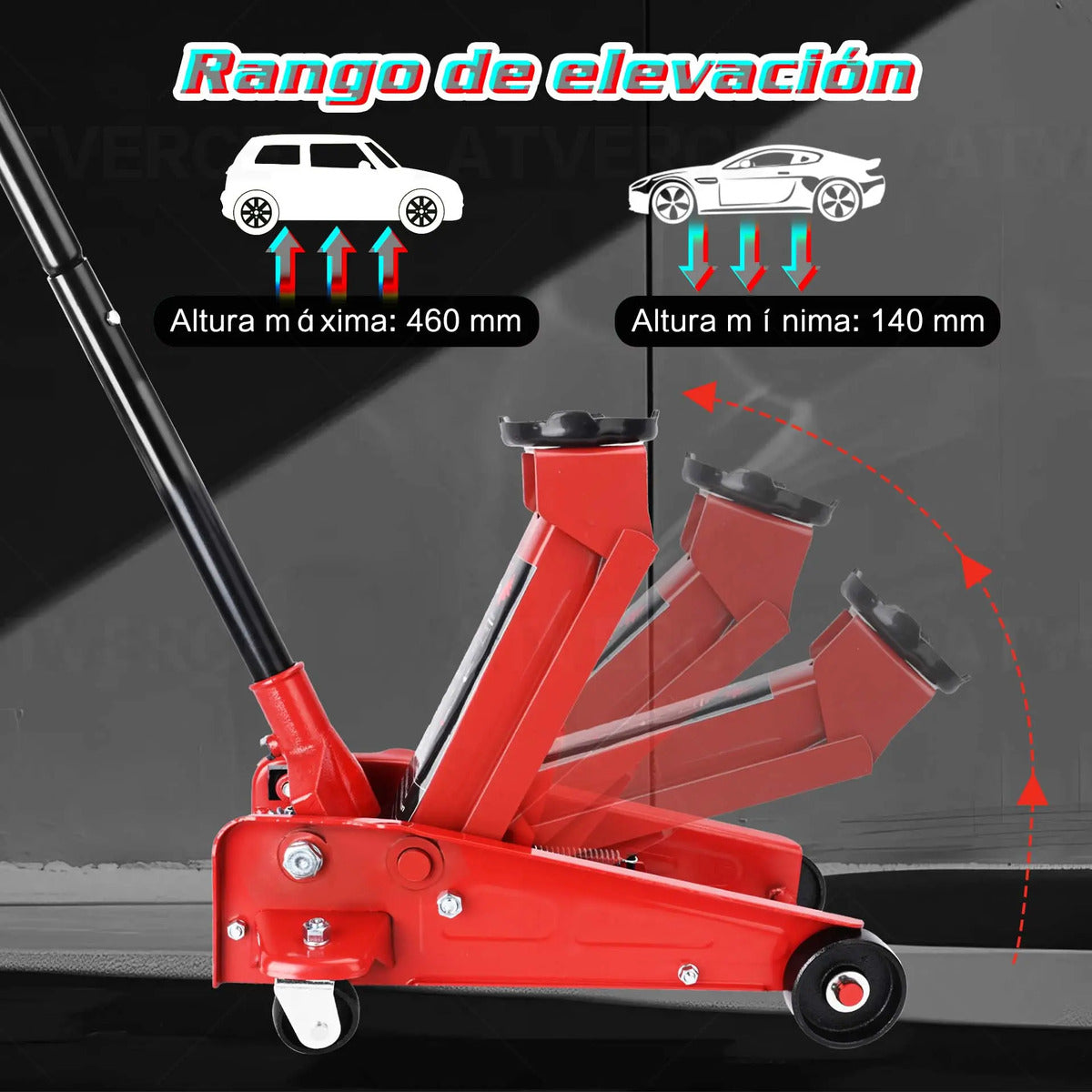 Gato Hidráulico Horizontal 3 Toneladas – Elevación 140‑460 mm para Coches y SUVs