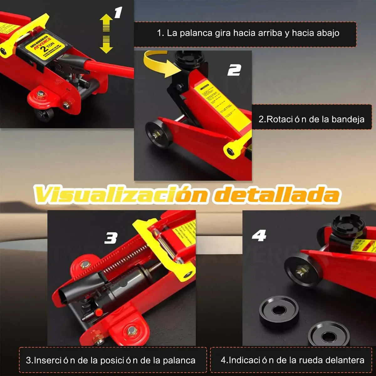Gato Hidráulico 2T Tipo Horizontal para Auto | Elevación 135-320mm | Acero Reforzado con Válvula de Seguridad