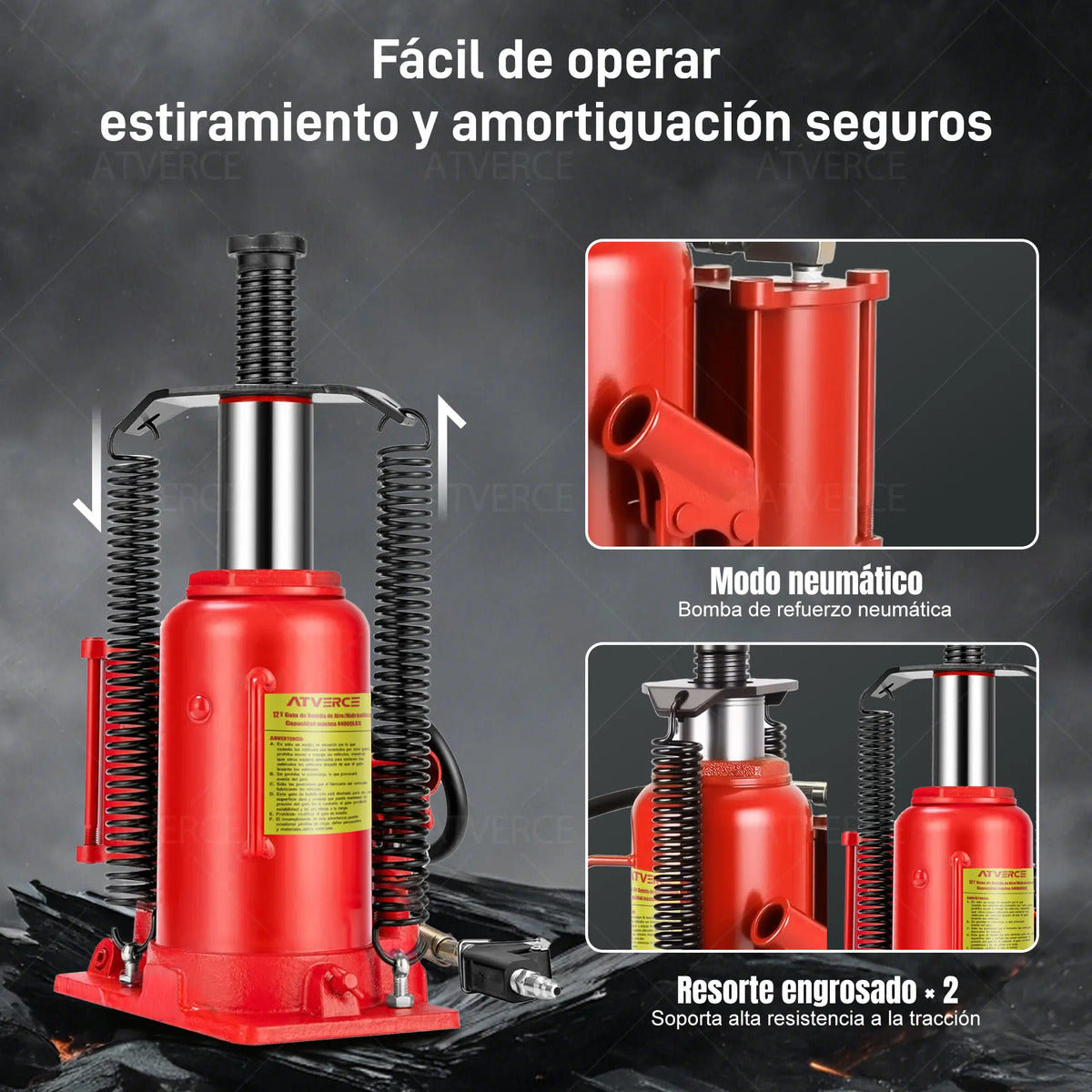 Gato Hidráulico Neumático 12 Toneladas – Modo Aire y Manual con 2 Mangos