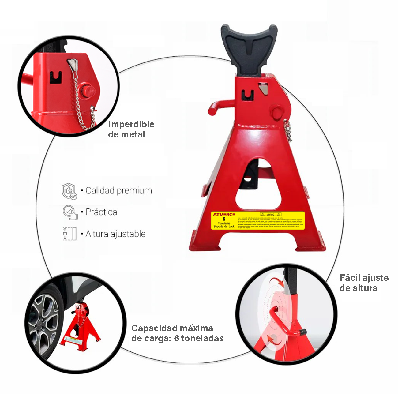 Gato de Torre 6 Toneladas – Cremallera Ajustable para SUV y Camionetas
