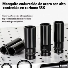 Juego de 10 Dados de Impacto 1/2″ – CRV, 80mm y Estuche