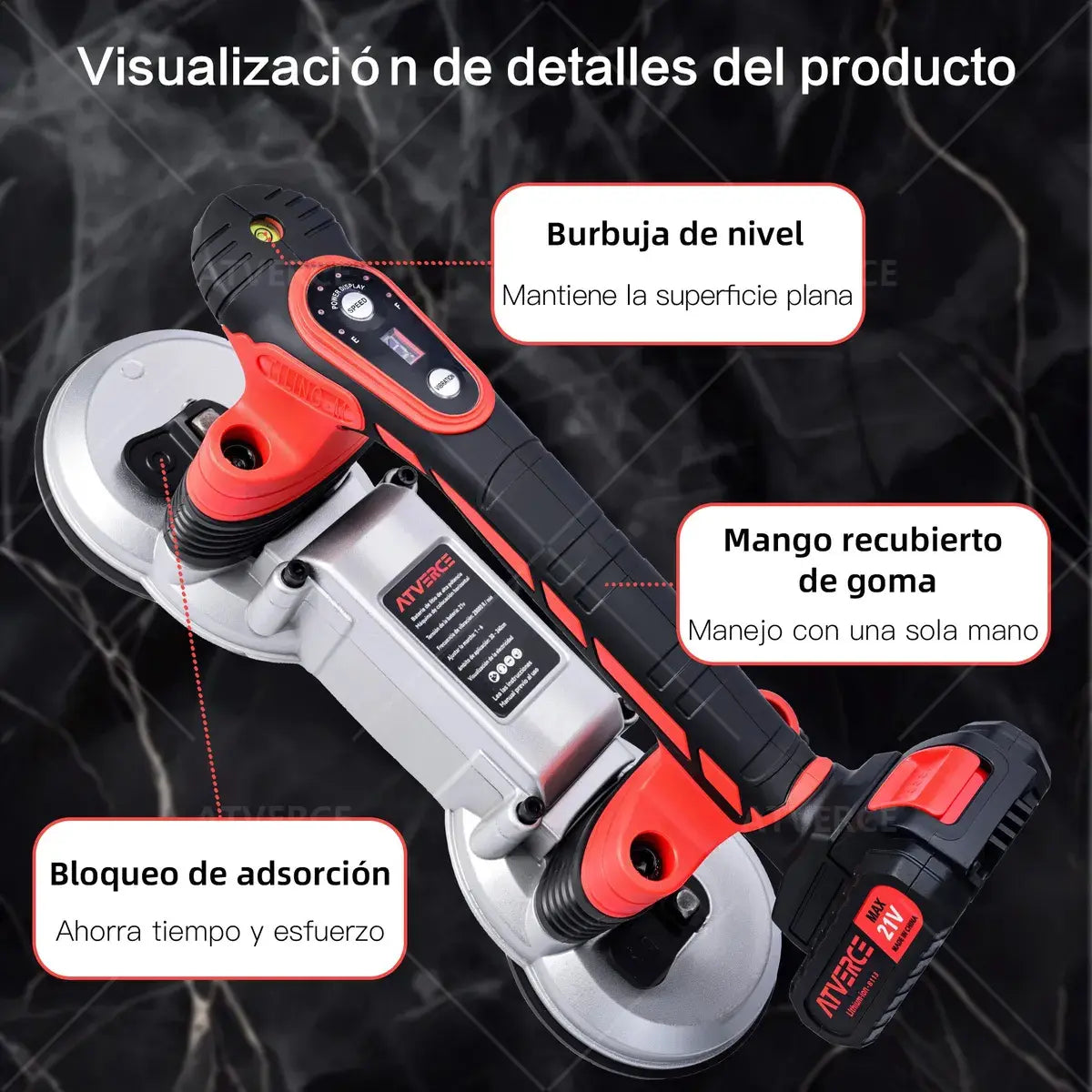 Nivelador Eléctrico de Azulejos 21V | Ventosa Doble 28000 RPM
