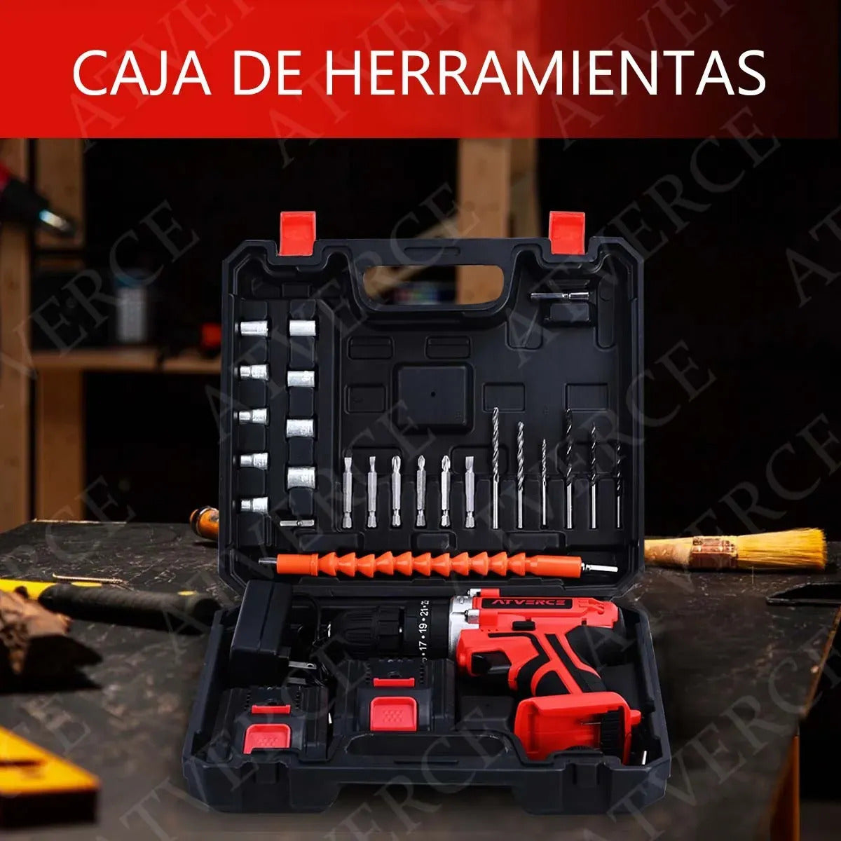 Taladro de Impacto 21V – 3 Modos, 25 Velocidades y 2 Baterías 1300mAh