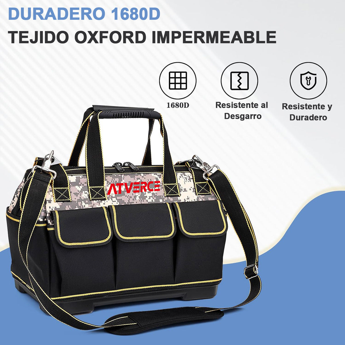 Bolsa de Herramientas 17" de Lona Oxford – 16 Bolsillos y Base PP Reforzada