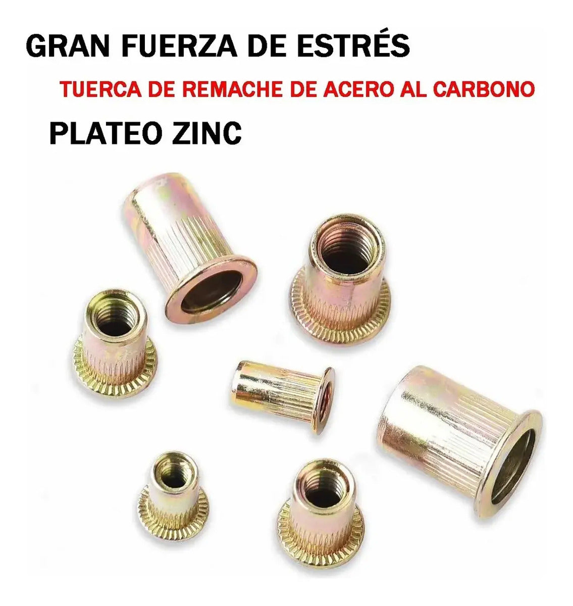 Kit de 300 Tuercas Remachables de Cabeza Plana – Acero Galvanizado M3 a M8