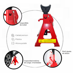 Gato de Torre 3 Toneladas – Cremallera Ajustable para Coche y SUV