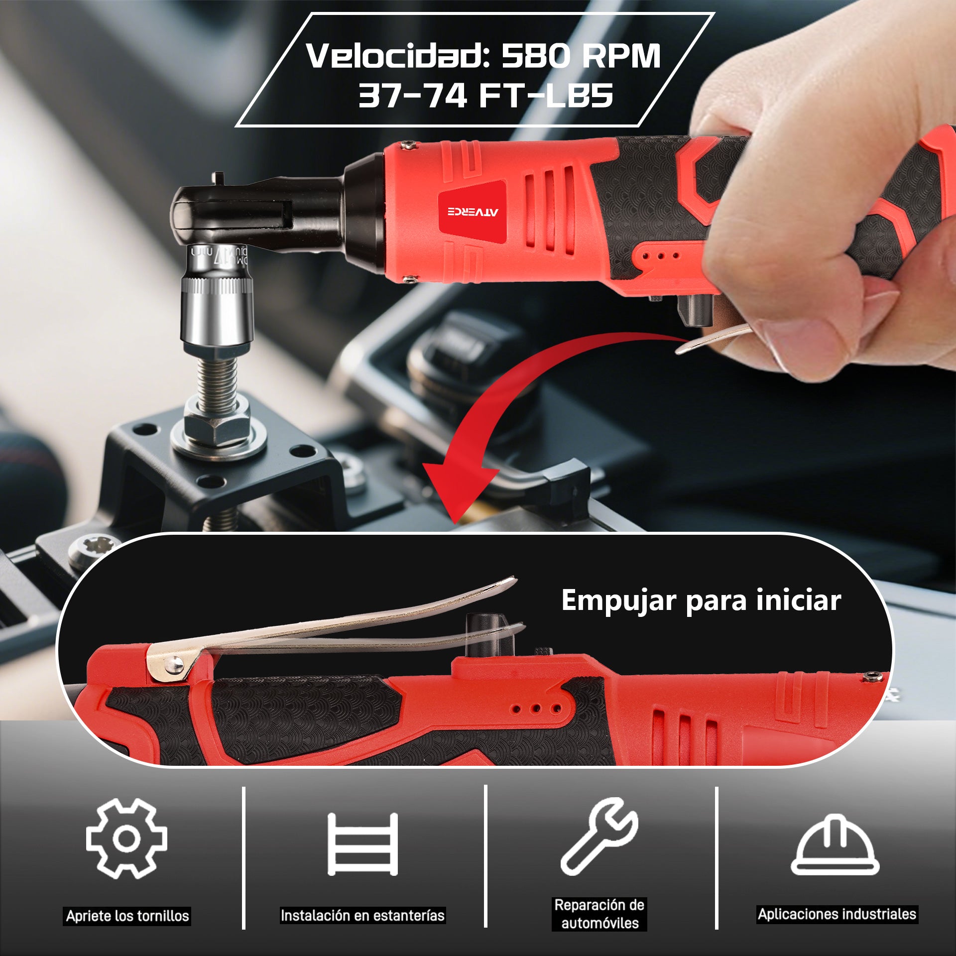 Llave de Impacto Eléctrica 16.8V – 580 RPM, Doble Batería y Juego de Vasos 46 Piezas