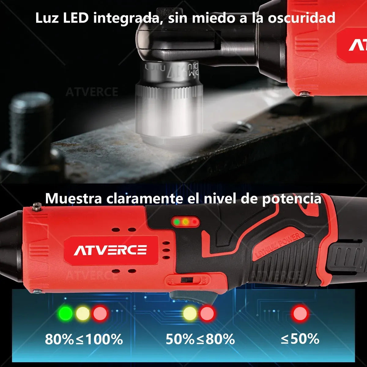 Llave de Impacto 12V – 580 RPM, Doble Batería y Juego de 7 Vasos
