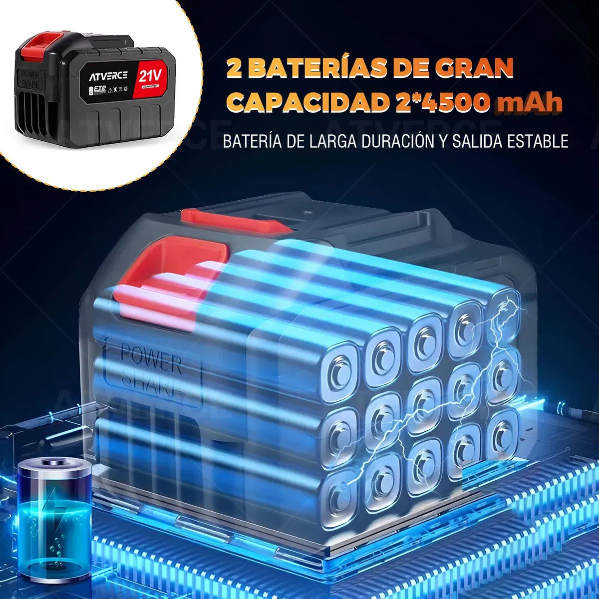 Motosierra Eléctrica 21V – 16 Pulgadas con Doble Batería 4500mAh y 4 Cadenas