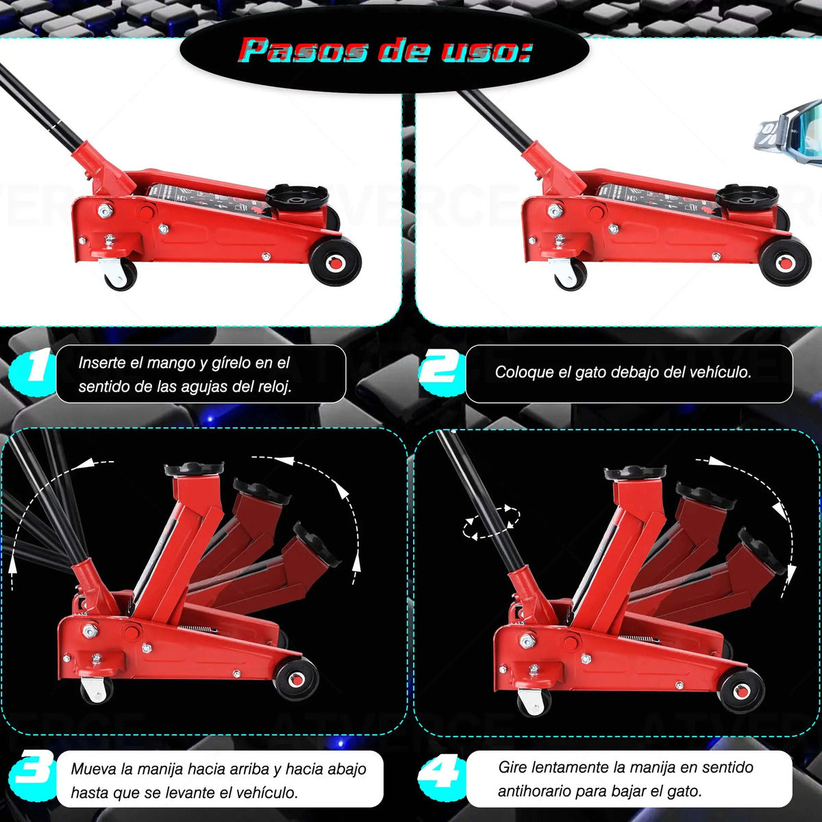 Gato Hidráulico Horizontal 3 Toneladas – Elevación 140‑460 mm para Coches y SUVs