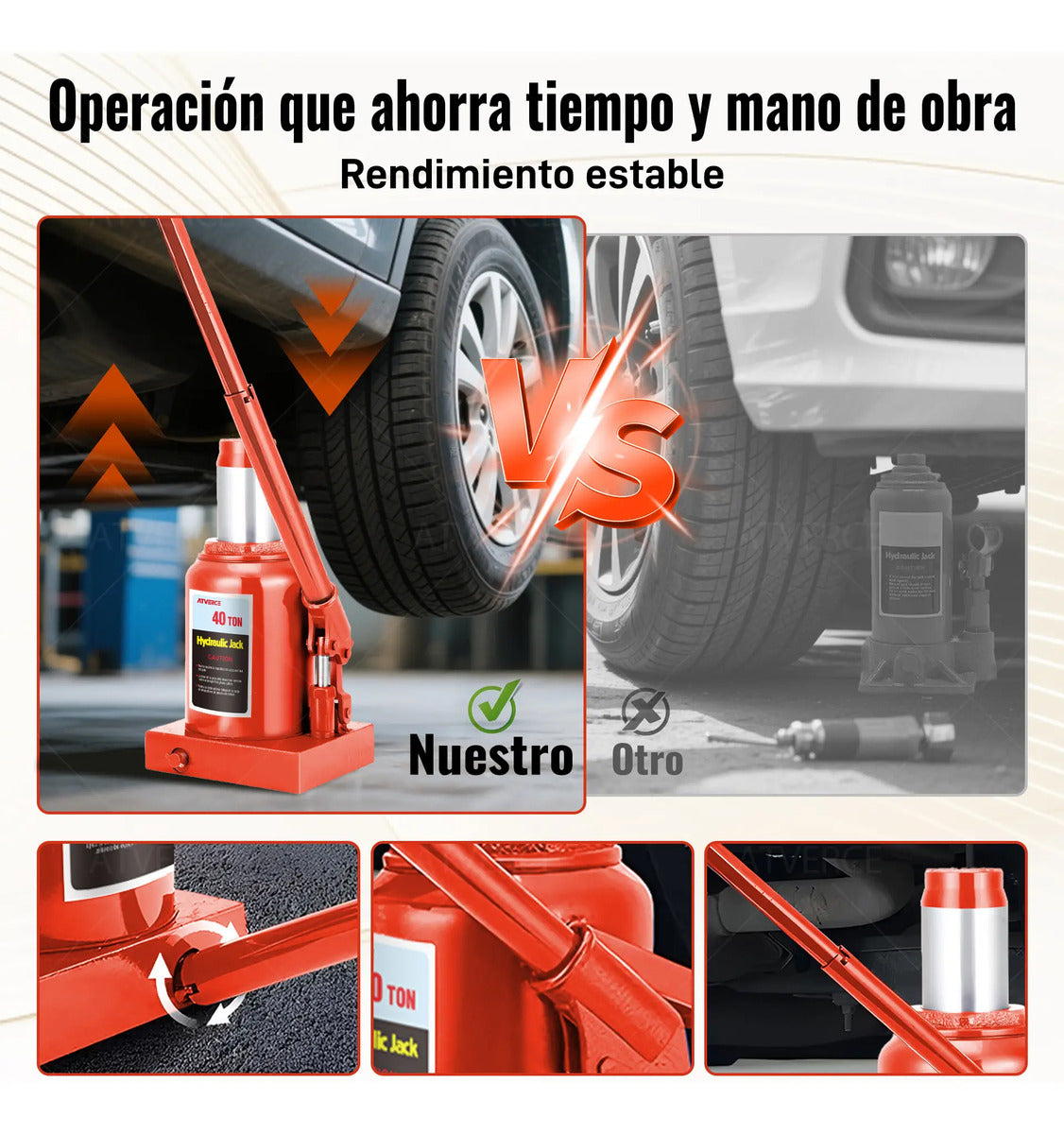 Gato Hidráulico Vertical 40 Toneladas – Elevación 250‑400 mm para Vehículos Pesados